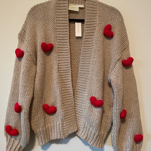 NWT Anthropologie Susannah 3D Heart Cardfgan Sweater One Size NEW - Picture 5 of 7